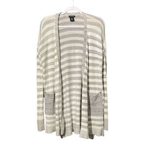Calvin Klein Long Line Open Front Striped Cardigan Women's Size Medium